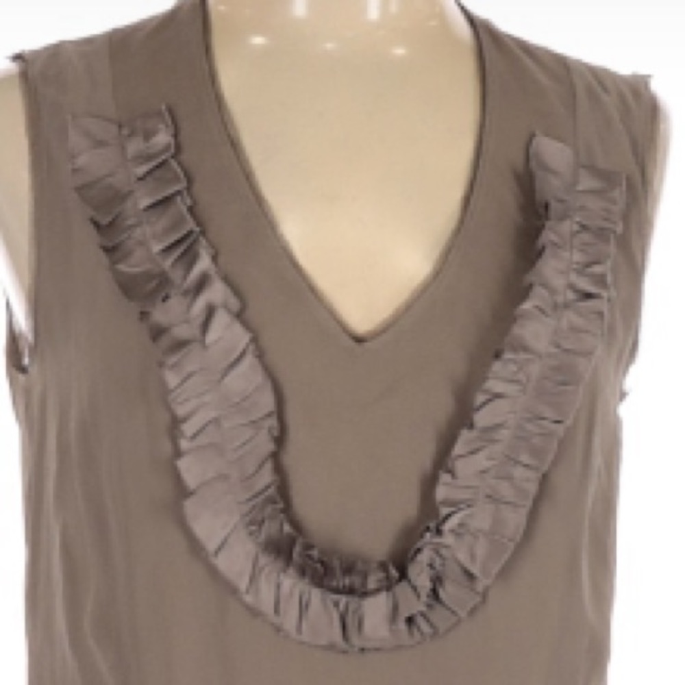100% Silk Lida Baday Taupe Sleeveless Top Sz 10 <30”> ^24”v EUC🏈 - Picture 2 of 5